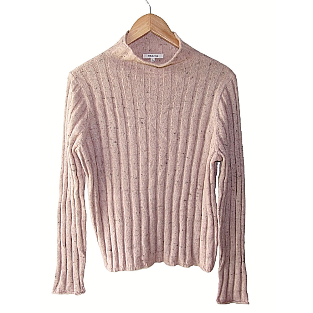 𝅺madewell Speckled Ribbed Cozy Mock Neck Sweater